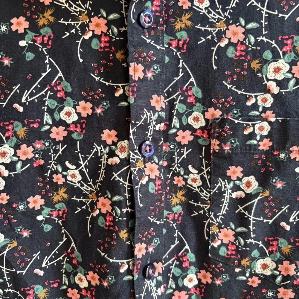 Paisley & Gray Floral Navy Men's Button Down Slim Fit Small 15